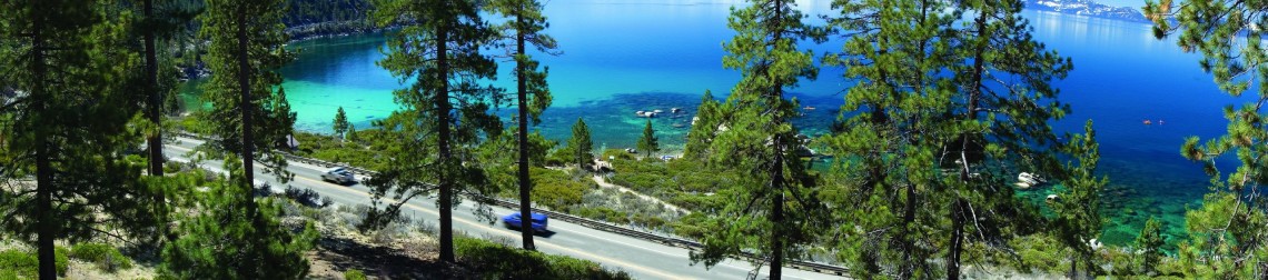 Beautiful scenic drive around Lake Tahoe